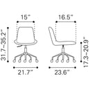  Zuo Byron 101781 Office Chair - Grey IMAGE 10