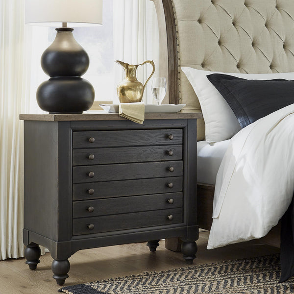 Liberty Furniture Industries Inc. Americana Farmhouse 615-BR62-B Bedside Chest with Charging Station - Black IMAGE 1