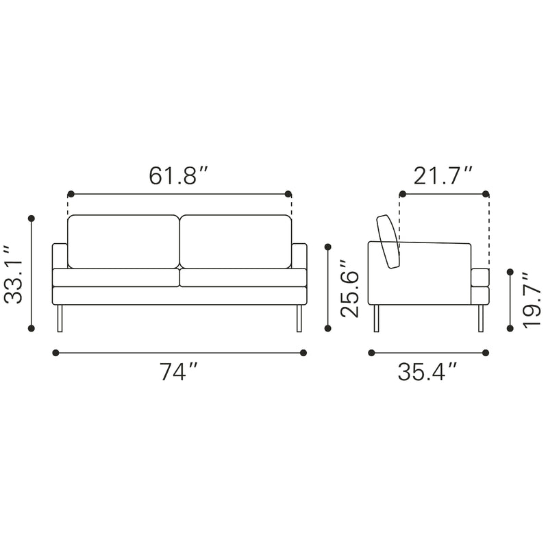  Zuo Decade 109031 Sofa - Vintage Grey IMAGE 9