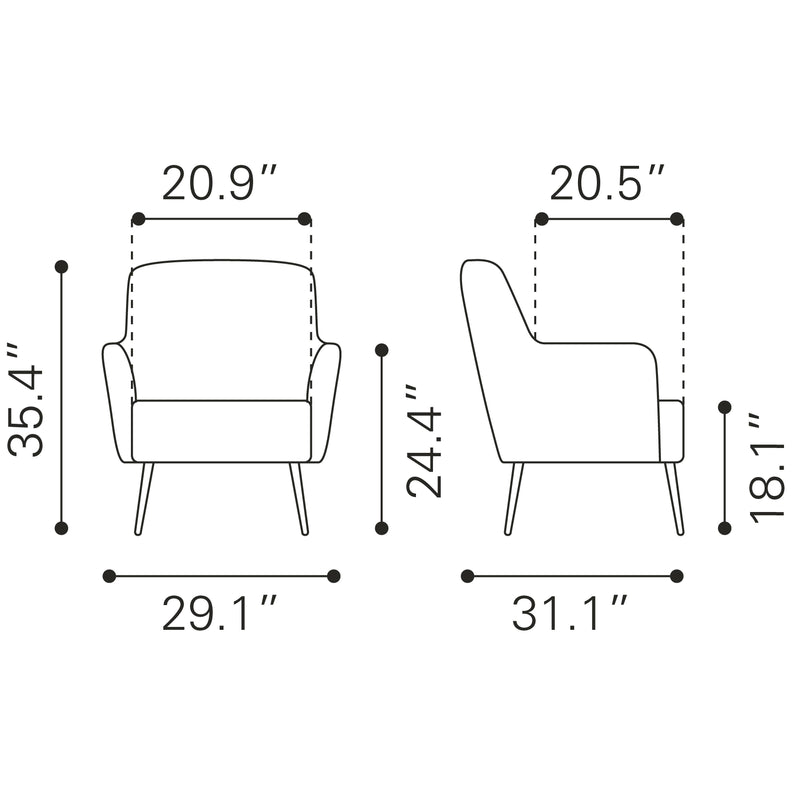 Zuo Tasmania 109053 Accent Chair - Vintage Brown IMAGE 11