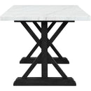 Elements International Tuscany Counter Height Dining Table with Marble Top and Trestle Base CTC100CTTB IMAGE 3