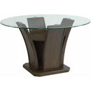 Elements International Round Dapper Dining Table with Glass Top and Pedestal Base DPR500RDTTB IMAGE 1