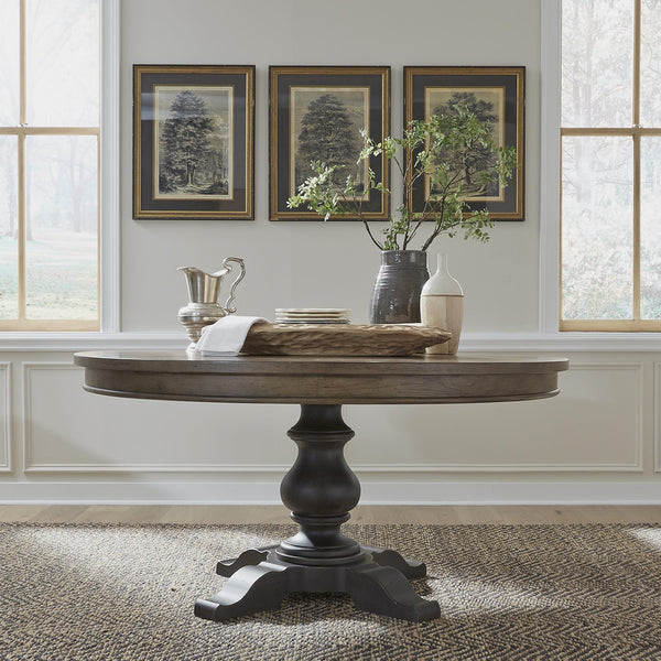 Liberty Furniture Industries Inc. Round Americana Farmhouse Dining Table with Pedestal Base 615-DR-OPED IMAGE 1