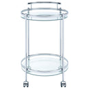 Coaster Furniture Chrissy 181367 Round Glass Bar Cart - Chrome IMAGE 2