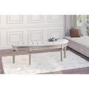  Coaster Furniture Evangeline 223396 Curved Fabric Upholstered Bench - Silver Oak IMAGE 2