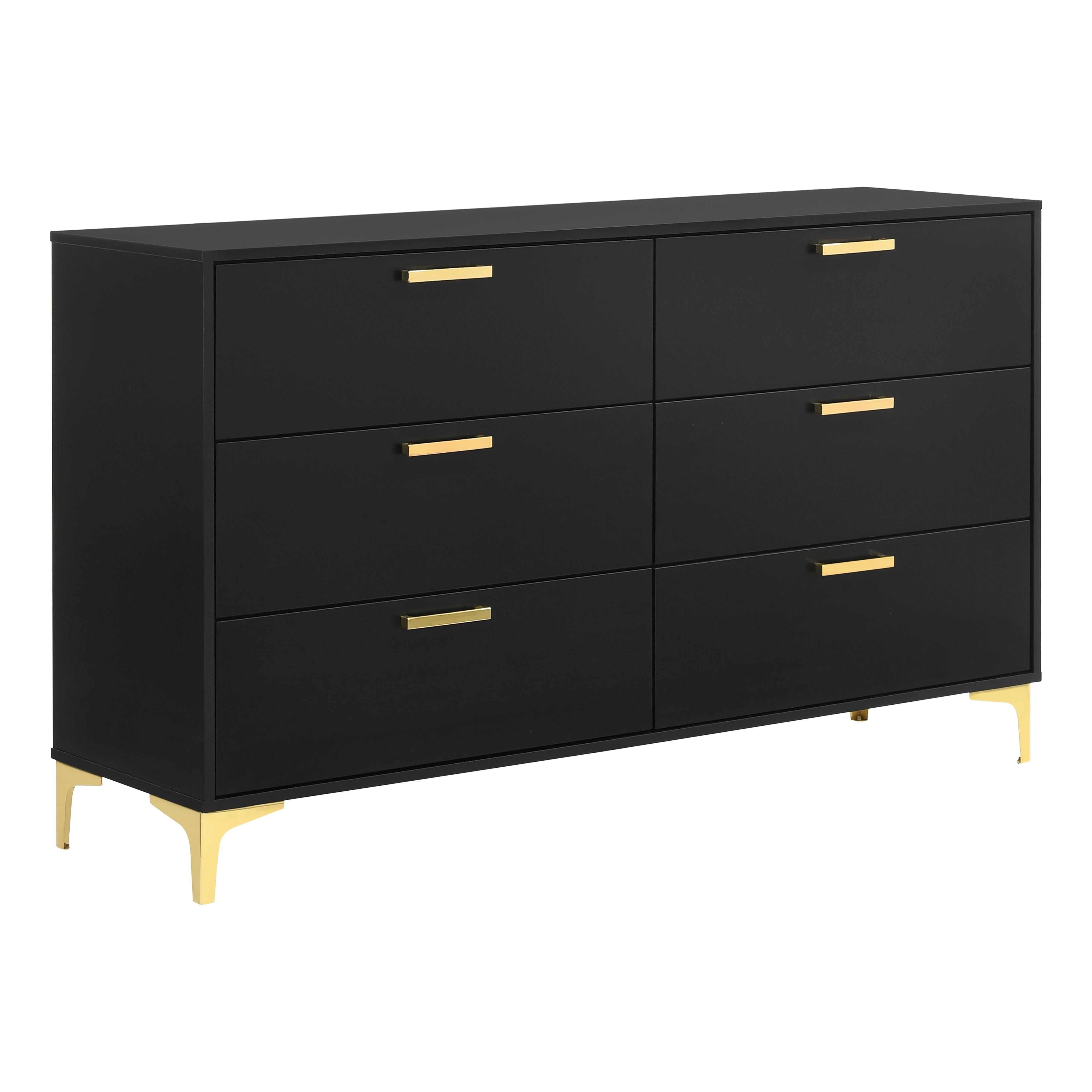 black dresser with gold hardware Kendall - 6-Drawer Dresser