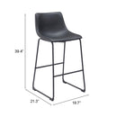  Zuo Smart 109650 Barstool - Black IMAGE 11