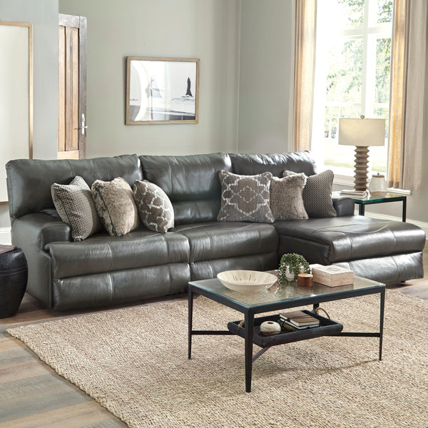  Catnapper Como 436 3 pc Reclining Modular Sectional - Steel IMAGE 1