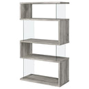 Coaster Furniture Emelle 802340 4-Shelf Bookcase With Glass Panels - Grey Driftwood IMAGE 3