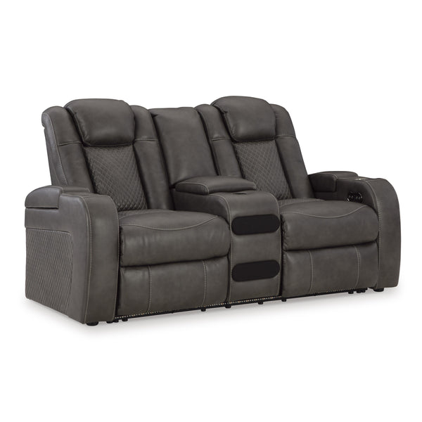 Signature Design by Ashley Fyne-Dyme 3660218 Power Reclining Loveseat with Console and Adjustable Headrest IMAGE 1