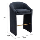  Zuo Emas 109991 Barstool - Midnight Grey IMAGE 9