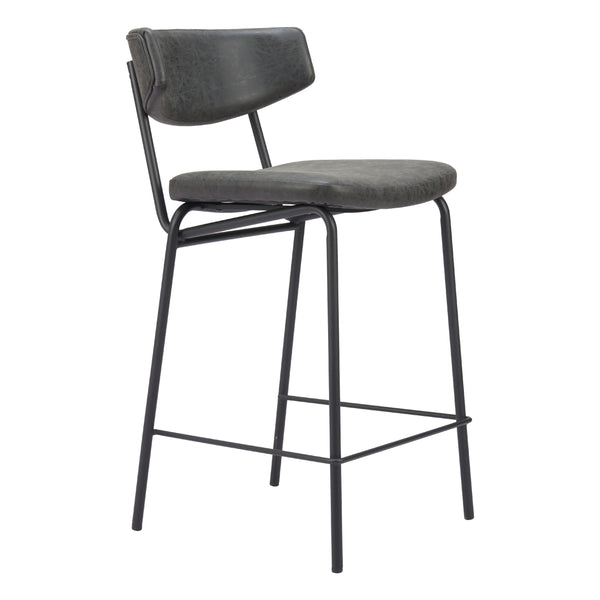  Zuo Charon 110263 Counter Stool - Vintage Black IMAGE 1