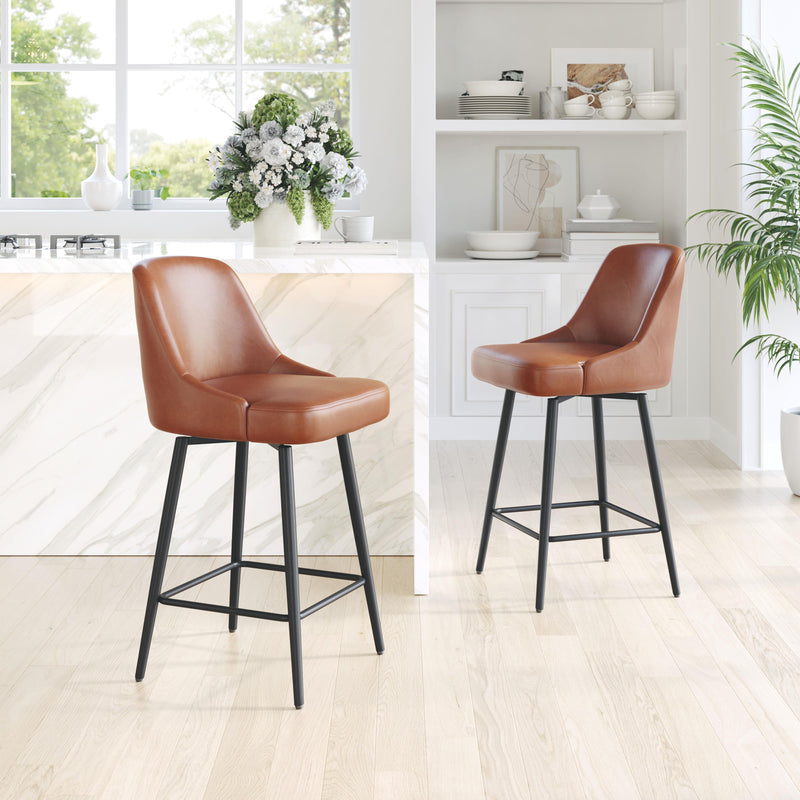  Zuo Keppel 109972 Swivel Counter Stool - Brown IMAGE 9