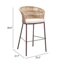  Zuo Freycinet 703990 Barstool - Natural IMAGE 10