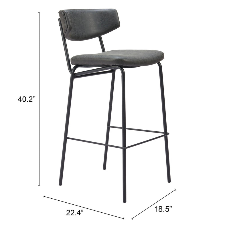 Zuo Charon 110261 Barstool - Vintage Black IMAGE 9