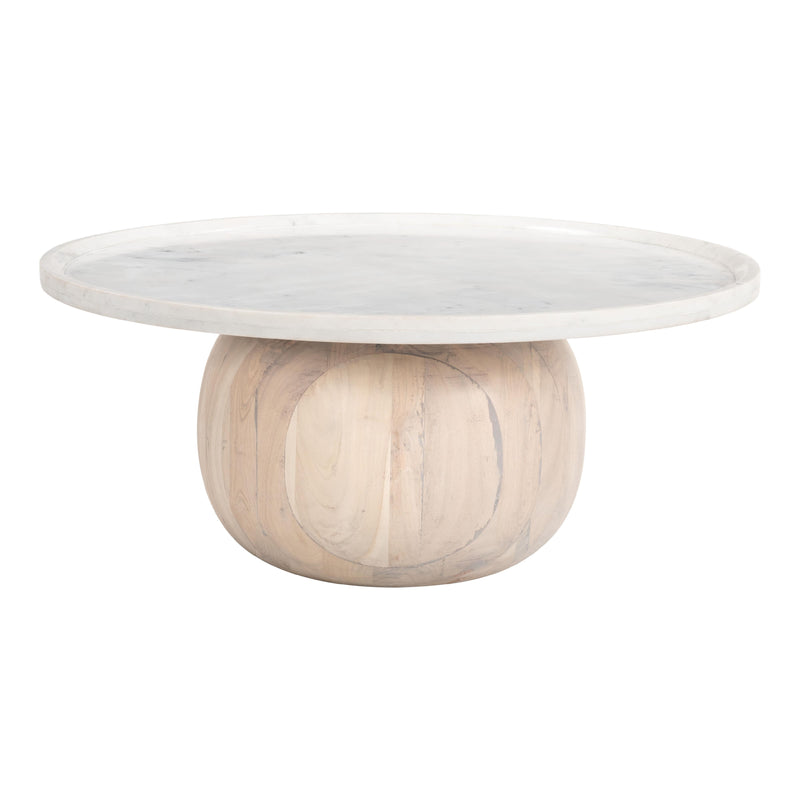  Zuo Savona 109858 Coffee Table - White & Natural IMAGE 1