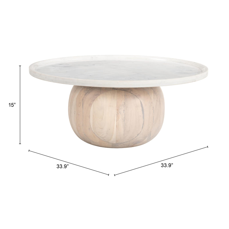  Zuo Savona 109858 Coffee Table - White & Natural IMAGE 6