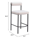 Zuo Livorno 109811 Counter Stool - Ivory IMAGE 9