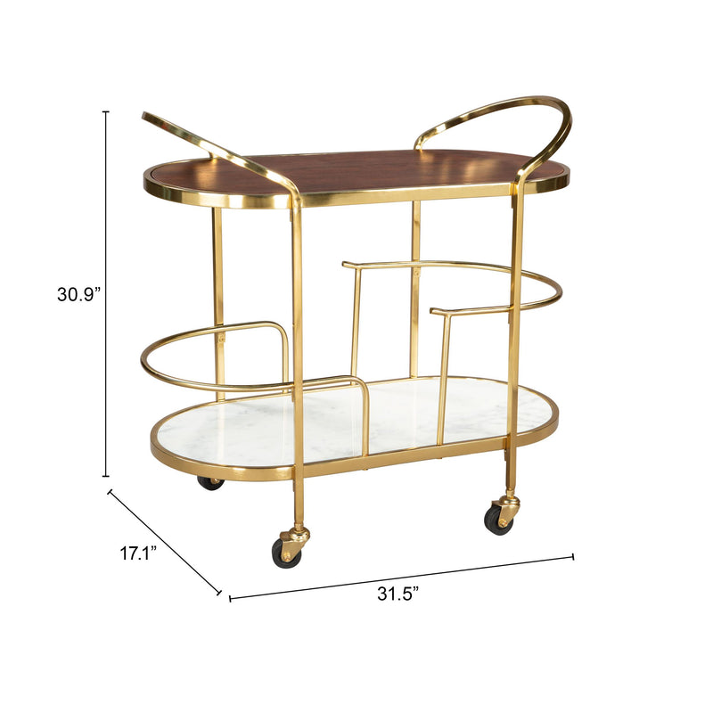 Zuo Antalya 109778 Bar Cart - Multicolor IMAGE 10