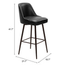  Zuo Keppel 109975 Swivel Barstool - Black & Bronze IMAGE 10