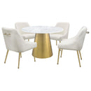 Coaster Furniture Ambrose 107600 Round 50-inch Marble Top Dining Table - Brushed Gold IMAGE 3