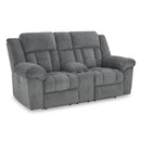 Signature Design by Ashley Tip-Off 6930418 Power Reclining Loveseat with Console and Adjustable Headrest IMAGE 1