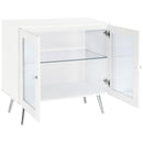 Coaster Furniture Nieta 950396 2-Tier Accent Cabinet with Glass Shelf - White High Gloss/Chrome IMAGE 3