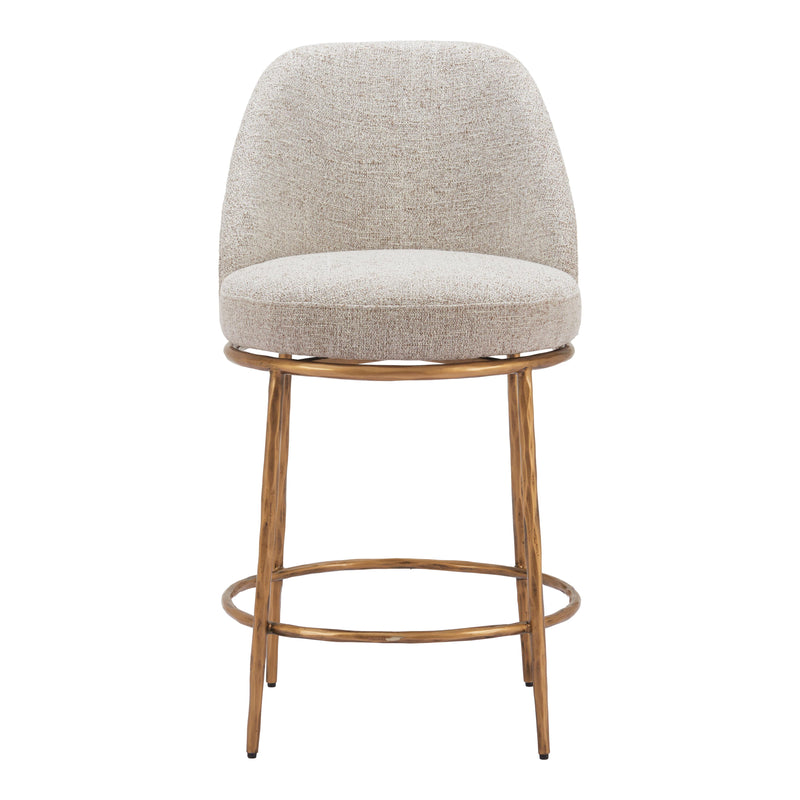  Zuo Nordhavn 110272 Swivel Counter Stool - Beige & Gold IMAGE 3