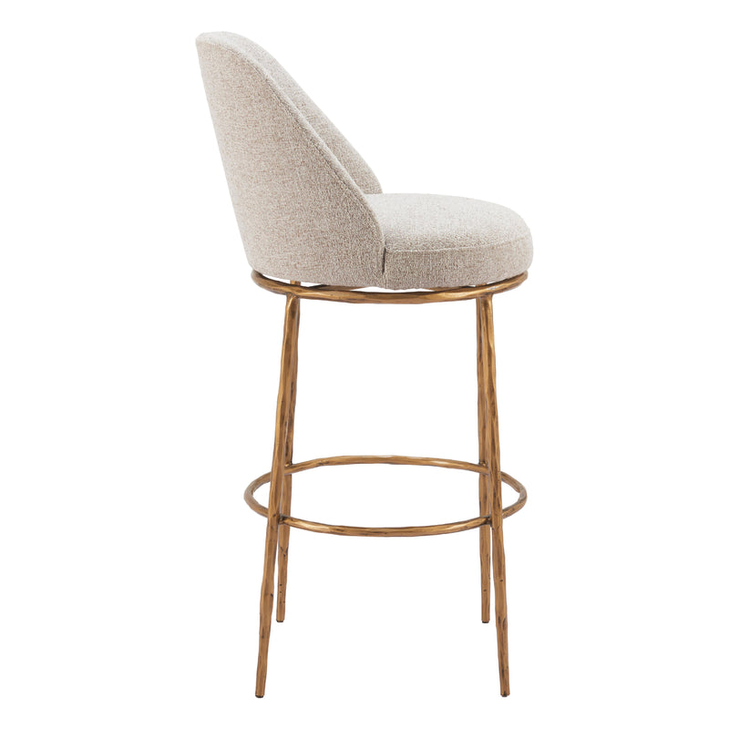 Zuo Nordhavn 110271 Swivel Barstool - Beige & Gold IMAGE 2