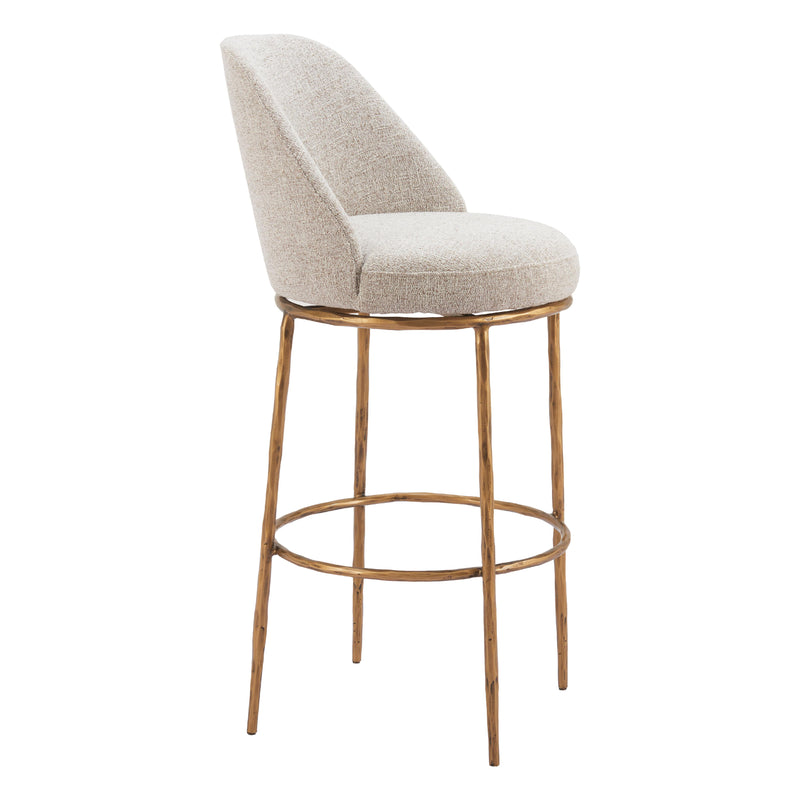 Zuo Nordhavn 110271 Swivel Barstool - Beige & Gold IMAGE 6