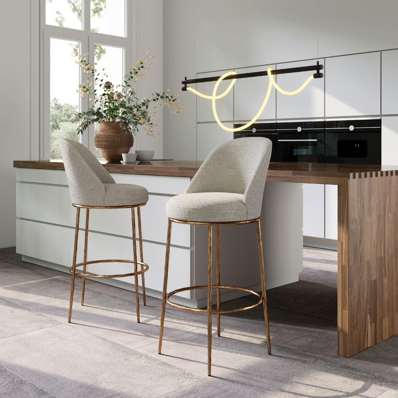Zuo Nordhavn 110271 Swivel Barstool - Beige & Gold IMAGE 8