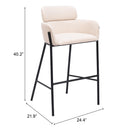 Zuo 110174 Bremor Barstool - Beige IMAGE 9