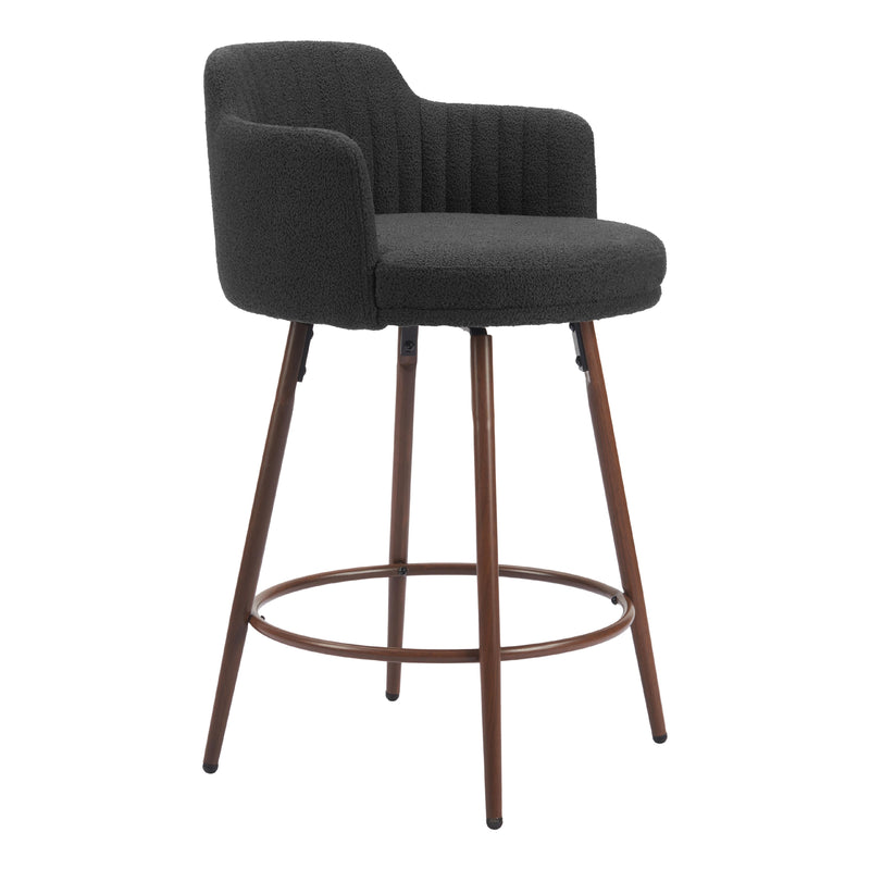Zuo Kono 110375 Swivel Counter Stool - Black & Walnut IMAGE 6