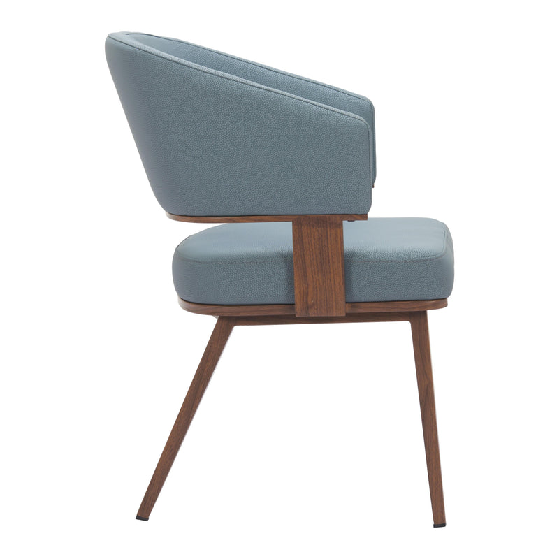  Zuo Poise 110328 Dining Chair - Azure Grey & Walnut IMAGE 2