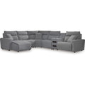 Signature Design by Ashley Modmax 65906S29 6 pc Reclining Sectional with Chaise and Audio Console IMAGE 1