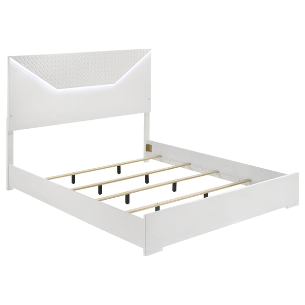 Coaster Furniture Ives 224941Q Queen Panel Bed LED Headboard - White High Gloss IMAGE 1