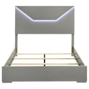  Coaster Furniture Ives 224971Q Queen Panel Bed LED Headboard - Grey High Gloss IMAGE 3