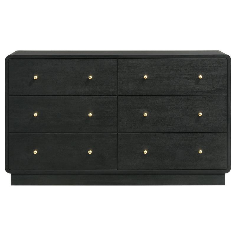 black 6 dresser drawer Coaster Furniture Cavelle 223663 6-Drawer Dresser Cabinet