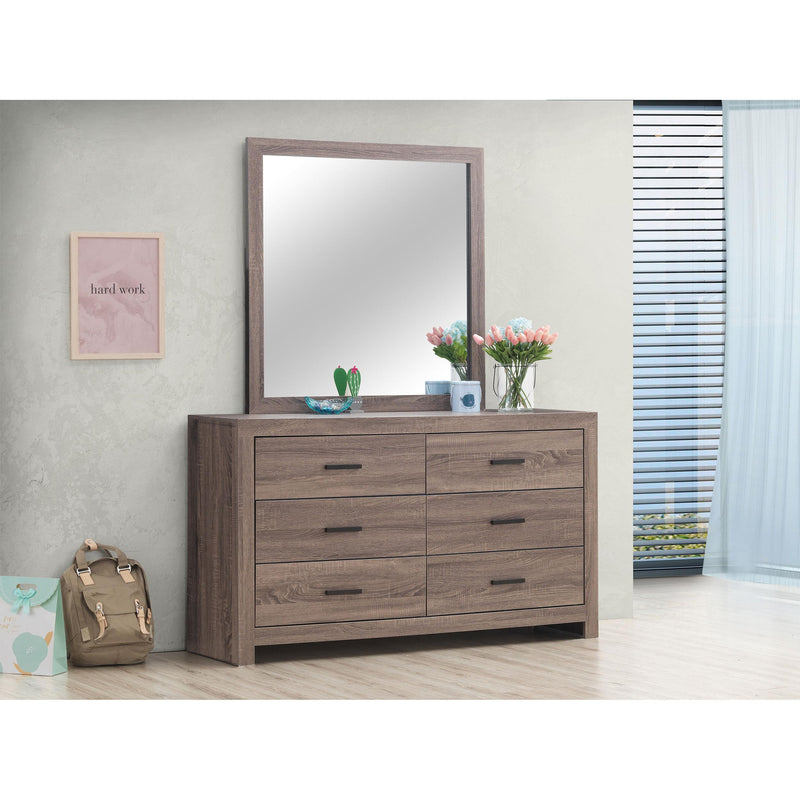 Coaster Furniture Brantford 207043M 6-Drawer Dresser with Mirror - Barrel Oak IMAGE 9