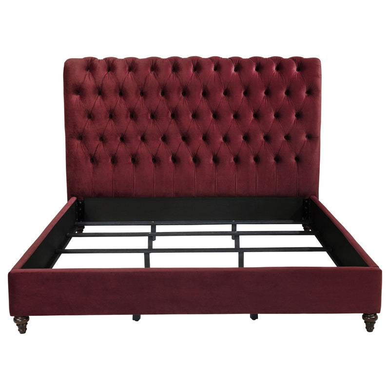 Coaster Furniture Devon 360341KE 57-inch Upholstered Eastern King Panel Bed - Wine Red IMAGE 3