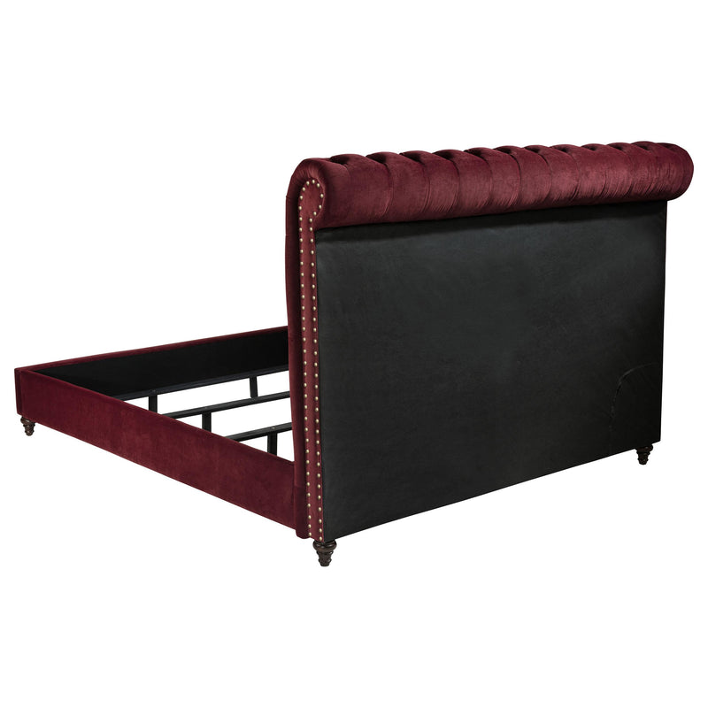 Coaster Furniture Devon 360341KE 57-inch Upholstered Eastern King Panel Bed - Wine Red IMAGE 4