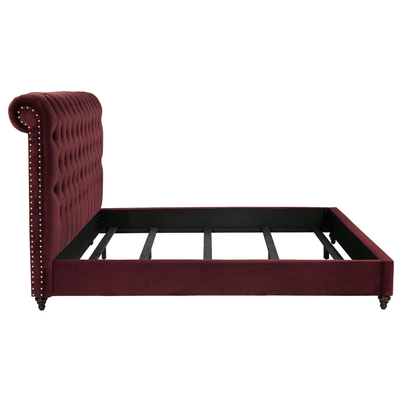 Coaster Furniture Devon 360341KE 57-inch Upholstered Eastern King Panel Bed - Wine Red IMAGE 5