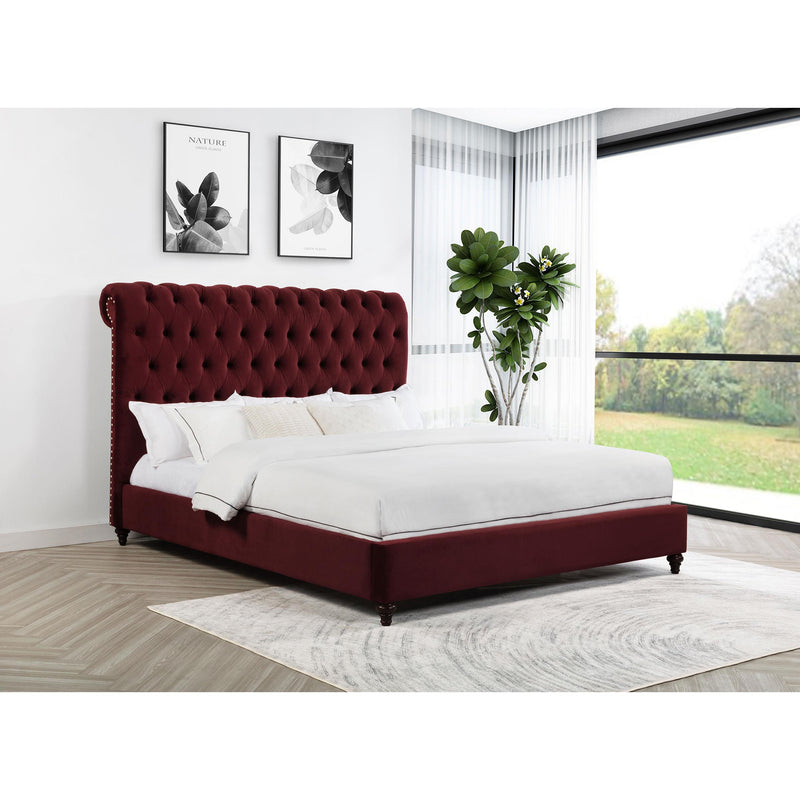 Coaster Furniture Devon 360341KE 57-inch Upholstered Eastern King Panel Bed - Wine Red IMAGE 6