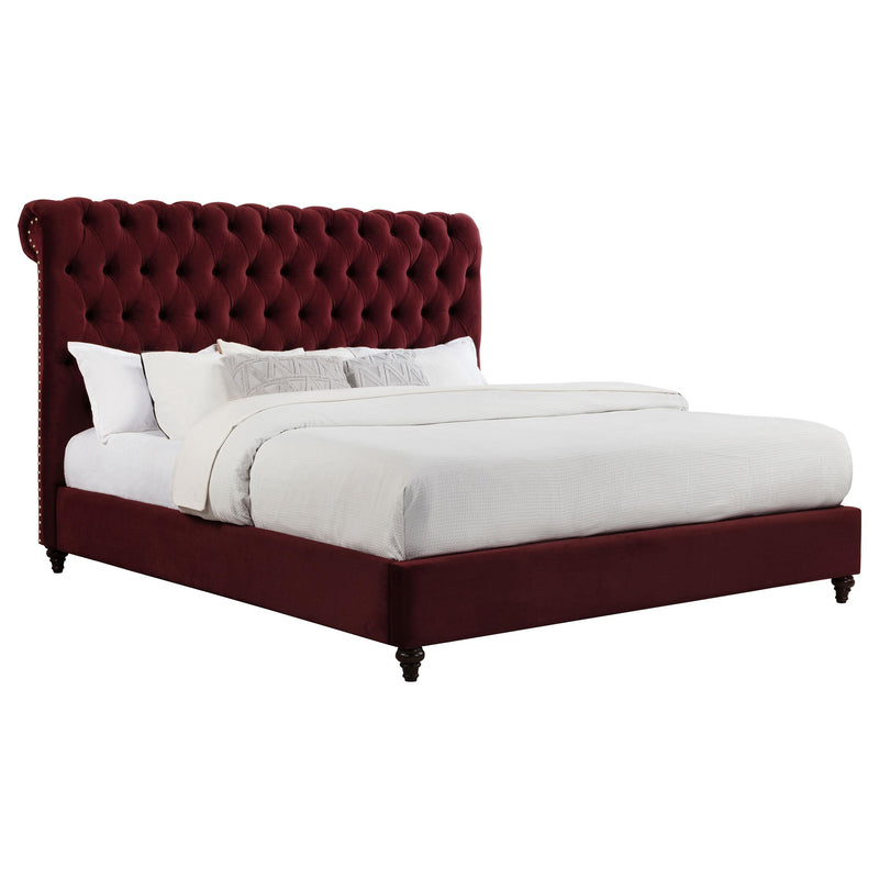 Coaster Furniture Devon 360341KW 57-inch Upholstered California King Panel Bed - Wine Red IMAGE 2