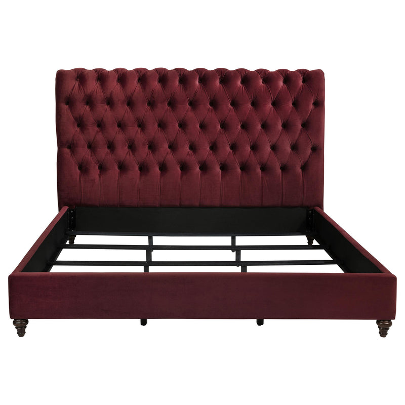 Coaster Furniture Devon 360341KW 57-inch Upholstered California King Panel Bed - Wine Red IMAGE 3