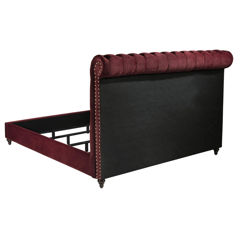 Coaster Furniture Devon 360341KW 57-inch Upholstered California King Panel Bed - Wine Red IMAGE 4