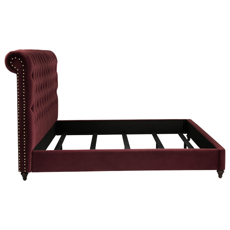 Coaster Furniture Devon 360341KW 57-inch Upholstered California King Panel Bed - Wine Red IMAGE 5