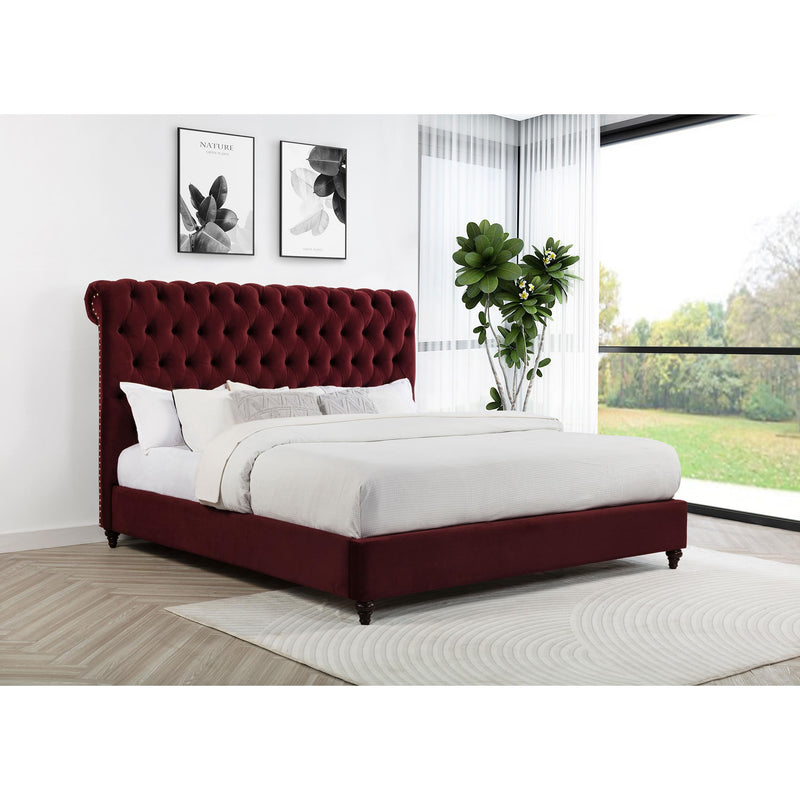 Coaster Furniture Devon 360341KW 57-inch Upholstered California King Panel Bed - Wine Red IMAGE 6