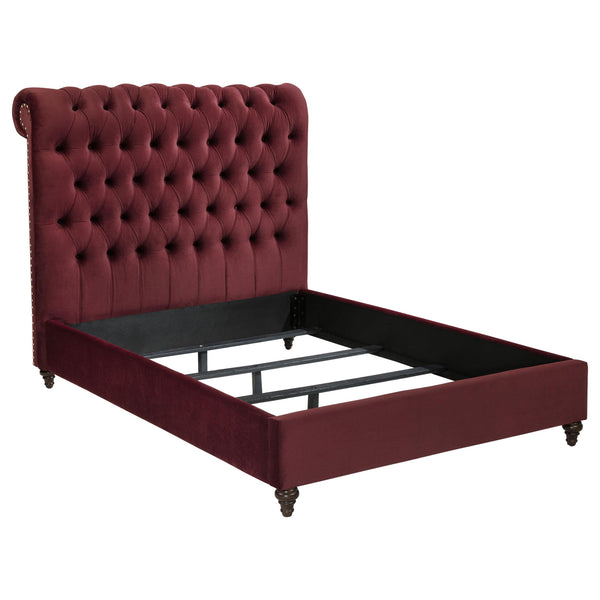 Coaster Furniture Devon 360341F 57-inch Upholstered Full Panel Bed - Wine Red IMAGE 1