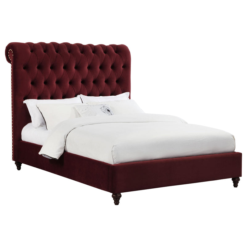 Coaster Furniture Devon 360341F 57-inch Upholstered Full Panel Bed - Wine Red IMAGE 2